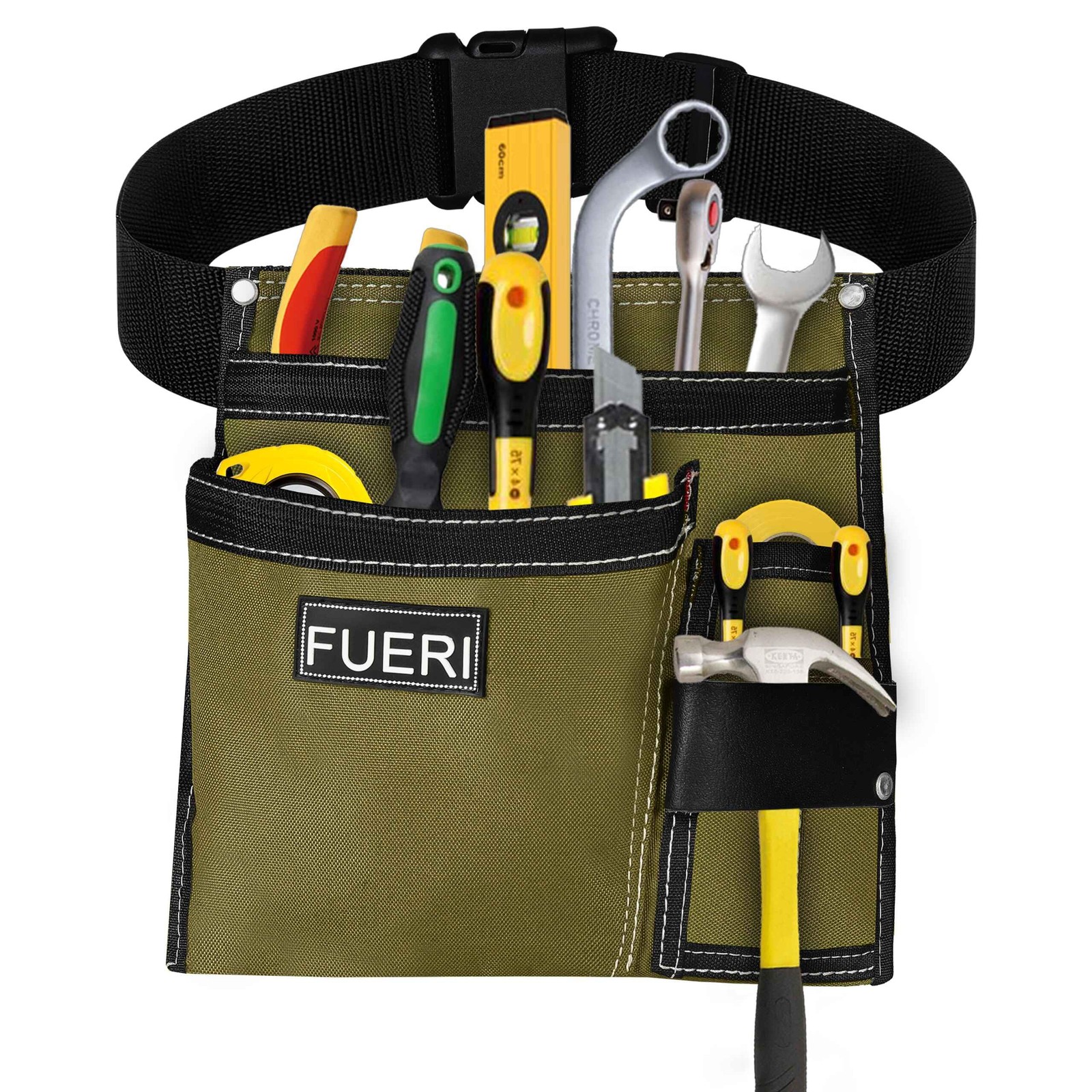 5-Pocket Cordura Single-Side Tool Pouch with Belt, Durable Belt for Adjustabl…
