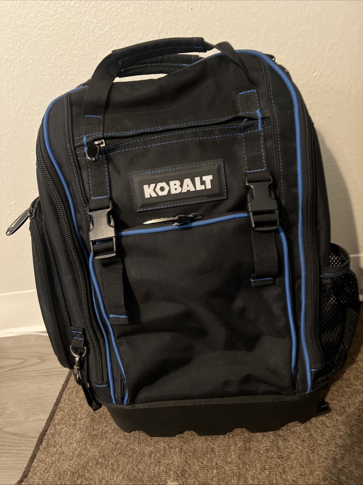 Kobalt Blue Black Polyester Back Pack Tool Bag Adjustable Shoulder Strap