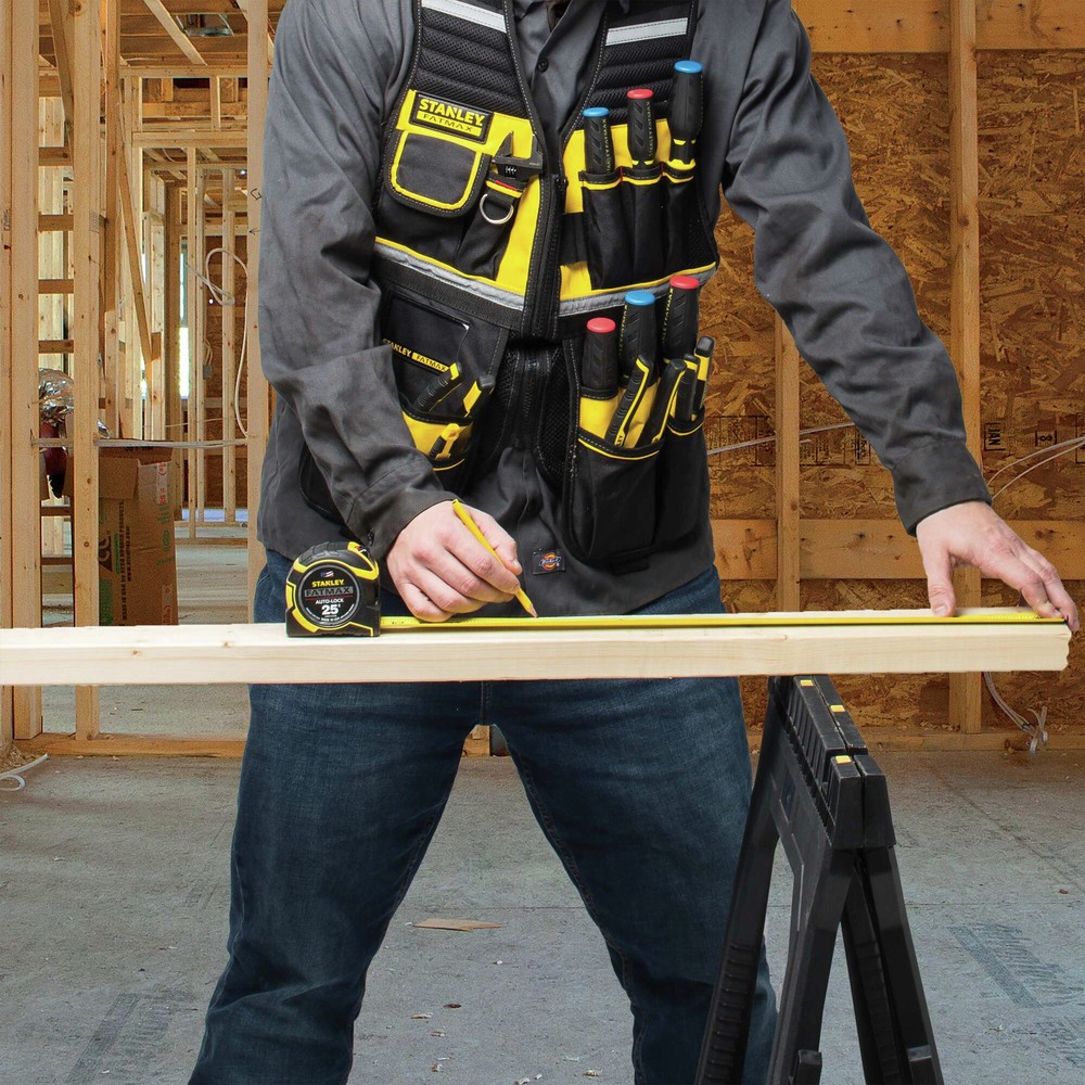 Stanley FMST530201 FATMAX One-Size-Fits-All Tool Vest – Gray/Black/Yellow New