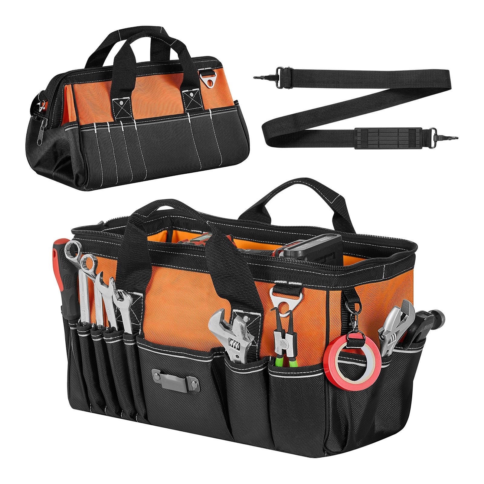 15.7in 33-Pocket Tool Bag Organizer, 1680D Portable Work Pouch