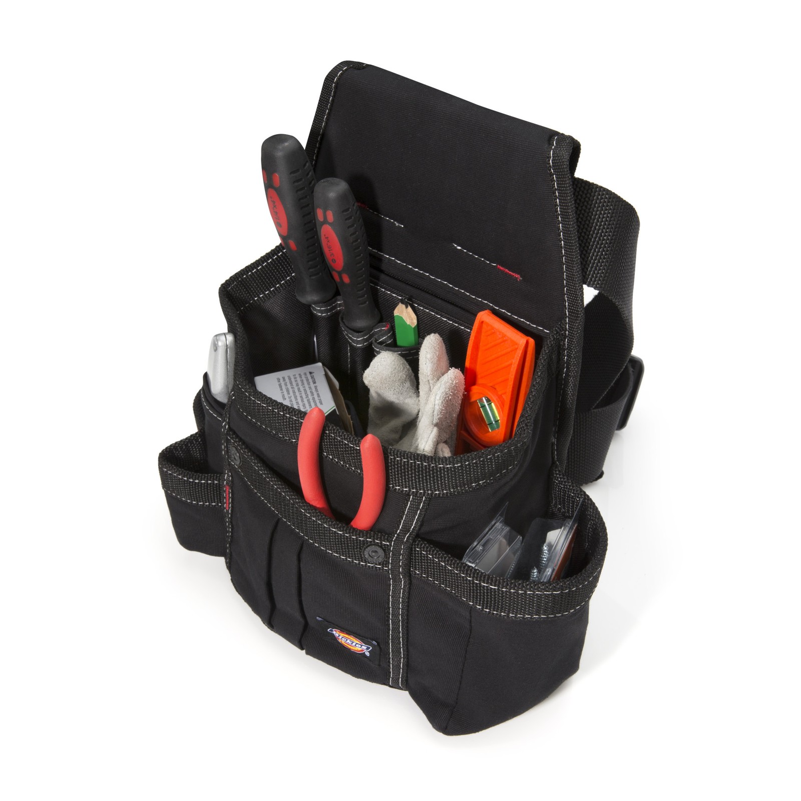 Tool Belt Pouch 8 Pocket Webbing Reinforced Black Dickies 57054