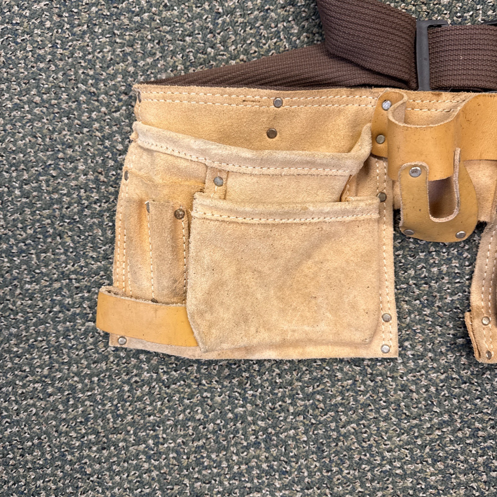 Vintage Unknown Brand Heavy Split Cowhide Leather Tool Belt 12 Pocket Unbranded