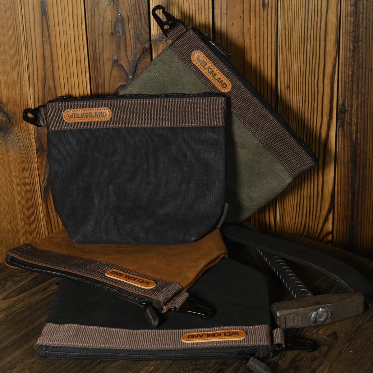 Waxed Canvas Tool Pouch 4 PCS Set, 10 Inch Tool Pouches with Zipper, BRAND NEW