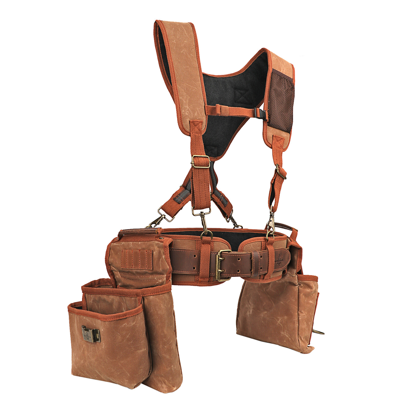 Tourbon Wax Canvas Tool Belt Suspenders Pouch Drill Rig Carpenter Framers Vest