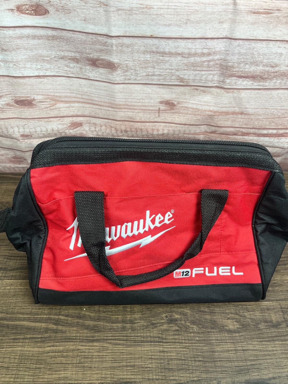 Milwaukee M12 Fuel Tool Bag Red Black Contractor Tool Storage Bag Zipper