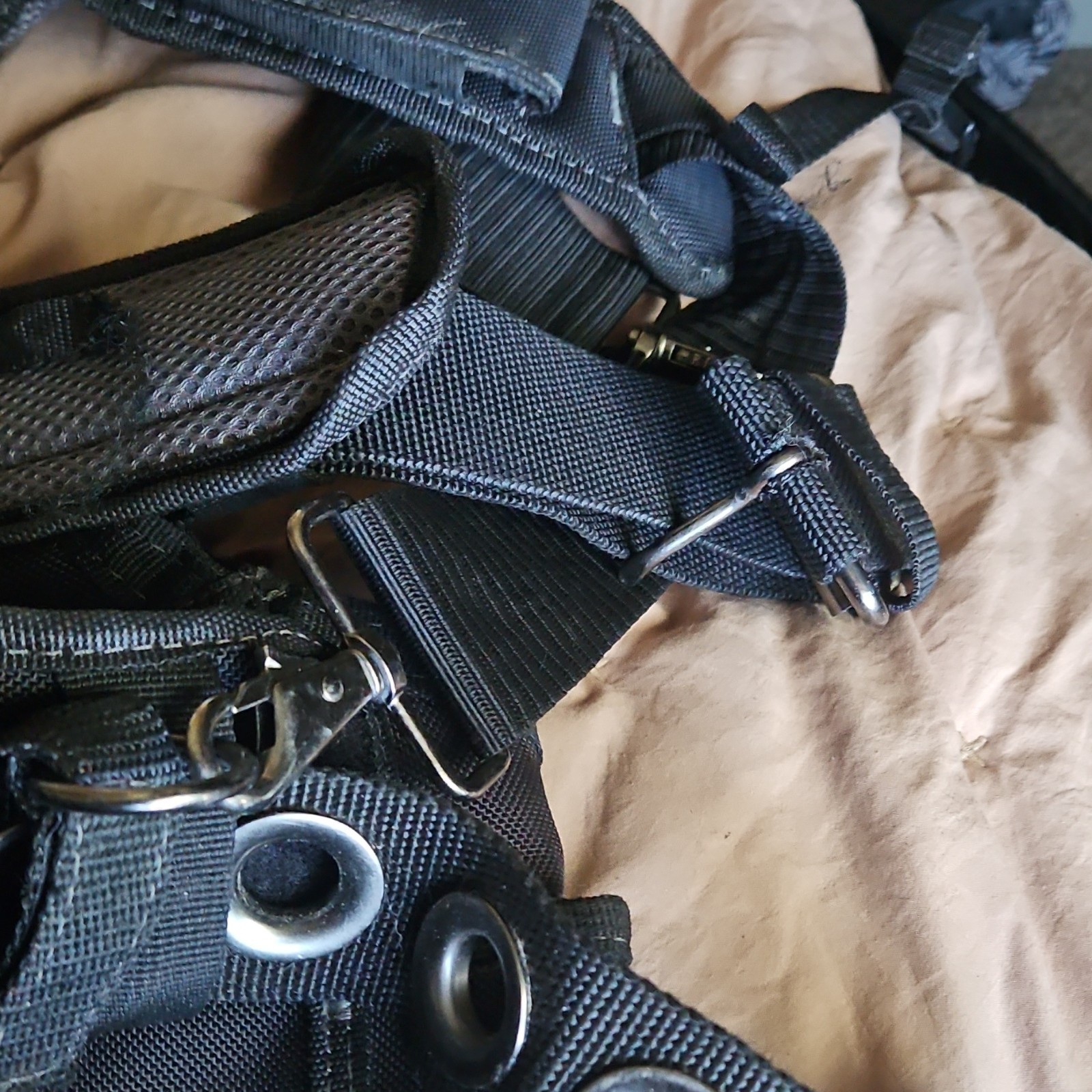 Husky Side Buckle Adjustable Padded Tool Belt Suspenders Rig Black/Gray