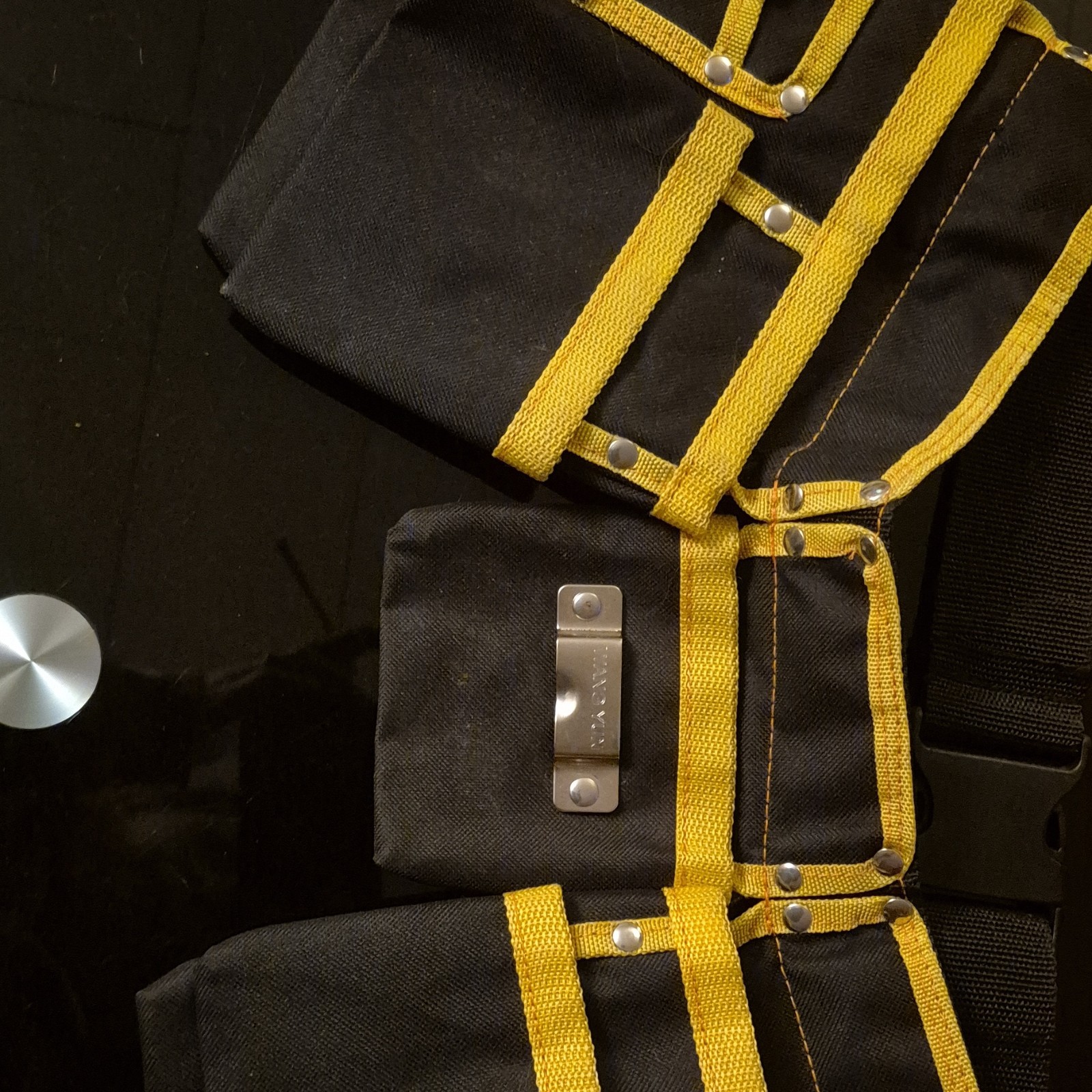 WANG YUN Adjustable Fabric Tool Belt Black Yellow Quick Release Buckle Handle