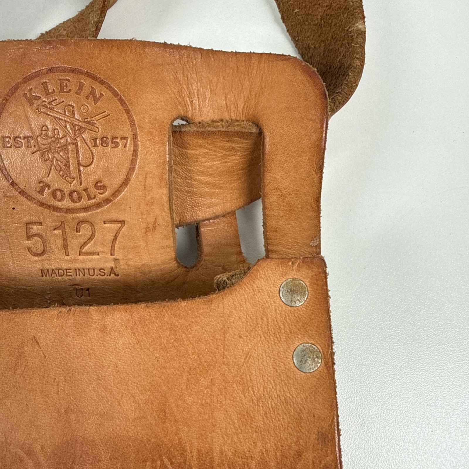 Klein Tools 5127 Leather Tool Pouch & 5207L Belt USA Made Electrician READ