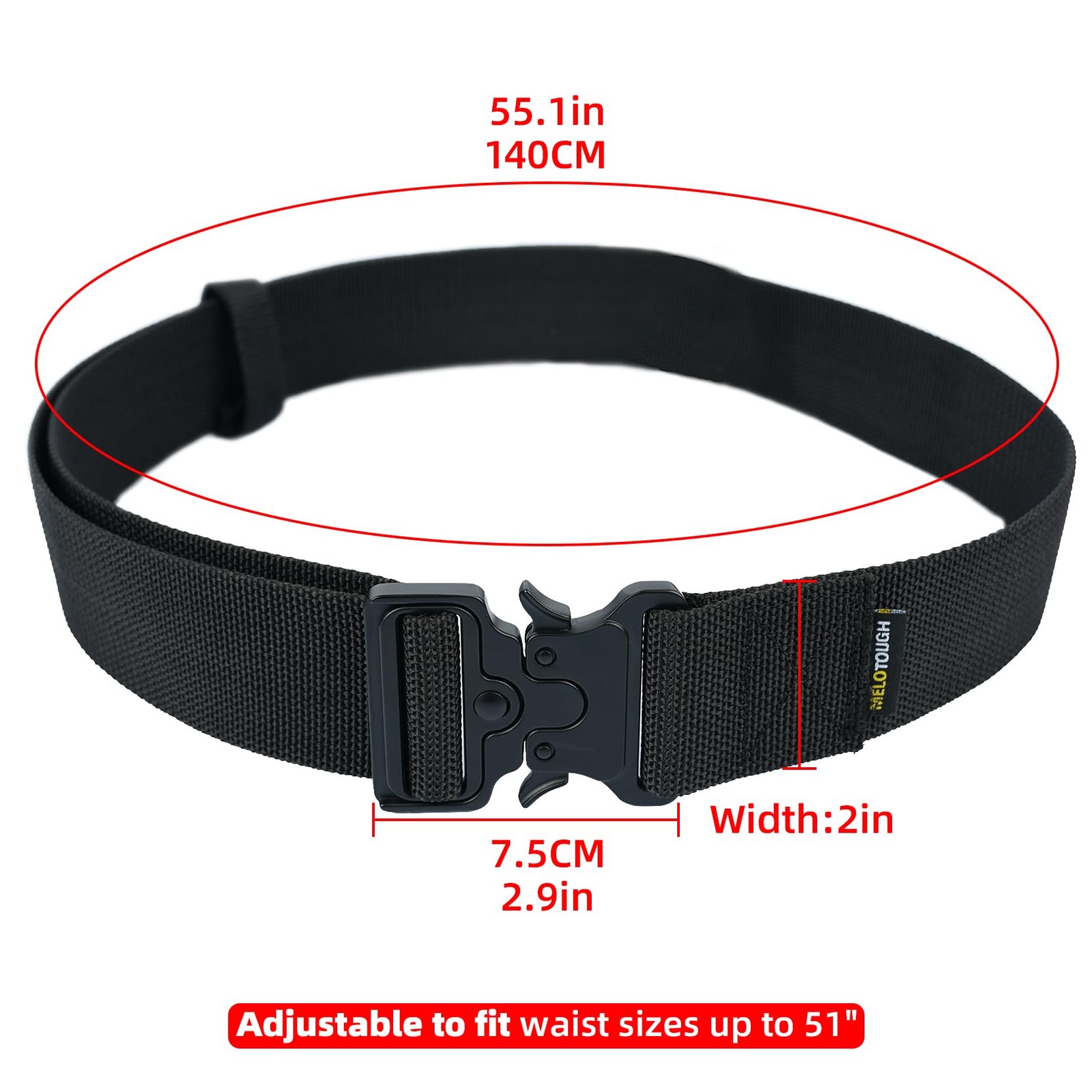 2″ Nylon Web Work Tool Belt for Men with Heavy Duty Quick Release Rugged Meta…