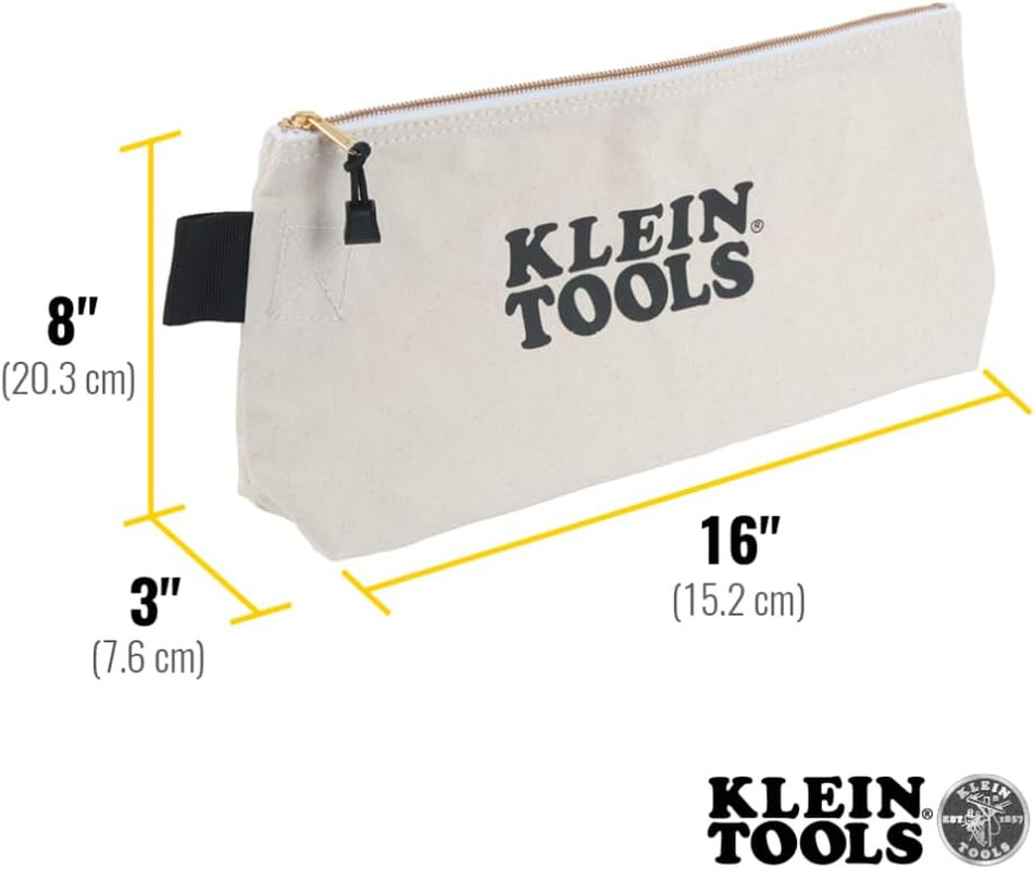 KLEIN TOOLS 62042 16-Inch Zipper Bag, Extra Long, No. 10 Canvas, Heavy Duty Tool