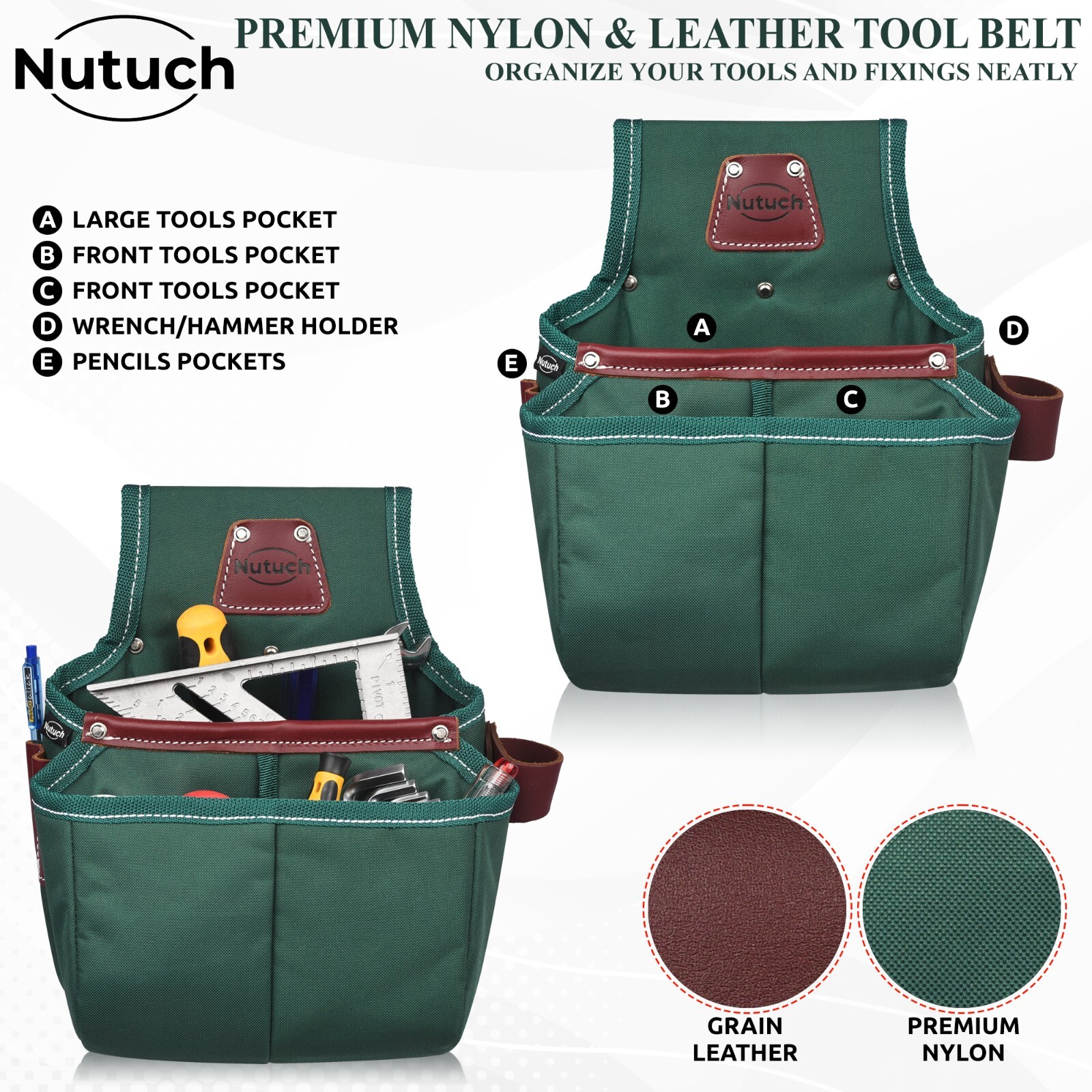 NUTUCH Nylon and Leather Tool Belt | Carpenter Tool Belts | Electrician