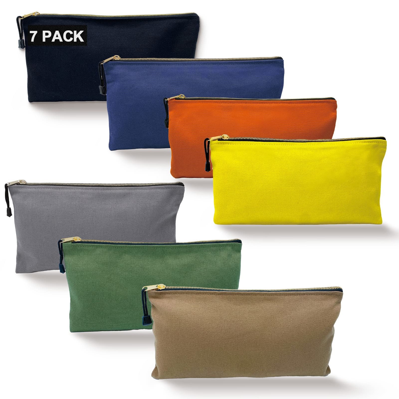 7 Pack Heavy Duty Canvas Tool Bags with Zipper 12.5×7 Inch