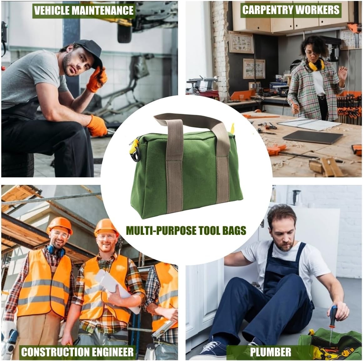 Waterproof 16 Inch Tool Bag – Large Capacity Canvas Tote for Hand Tools