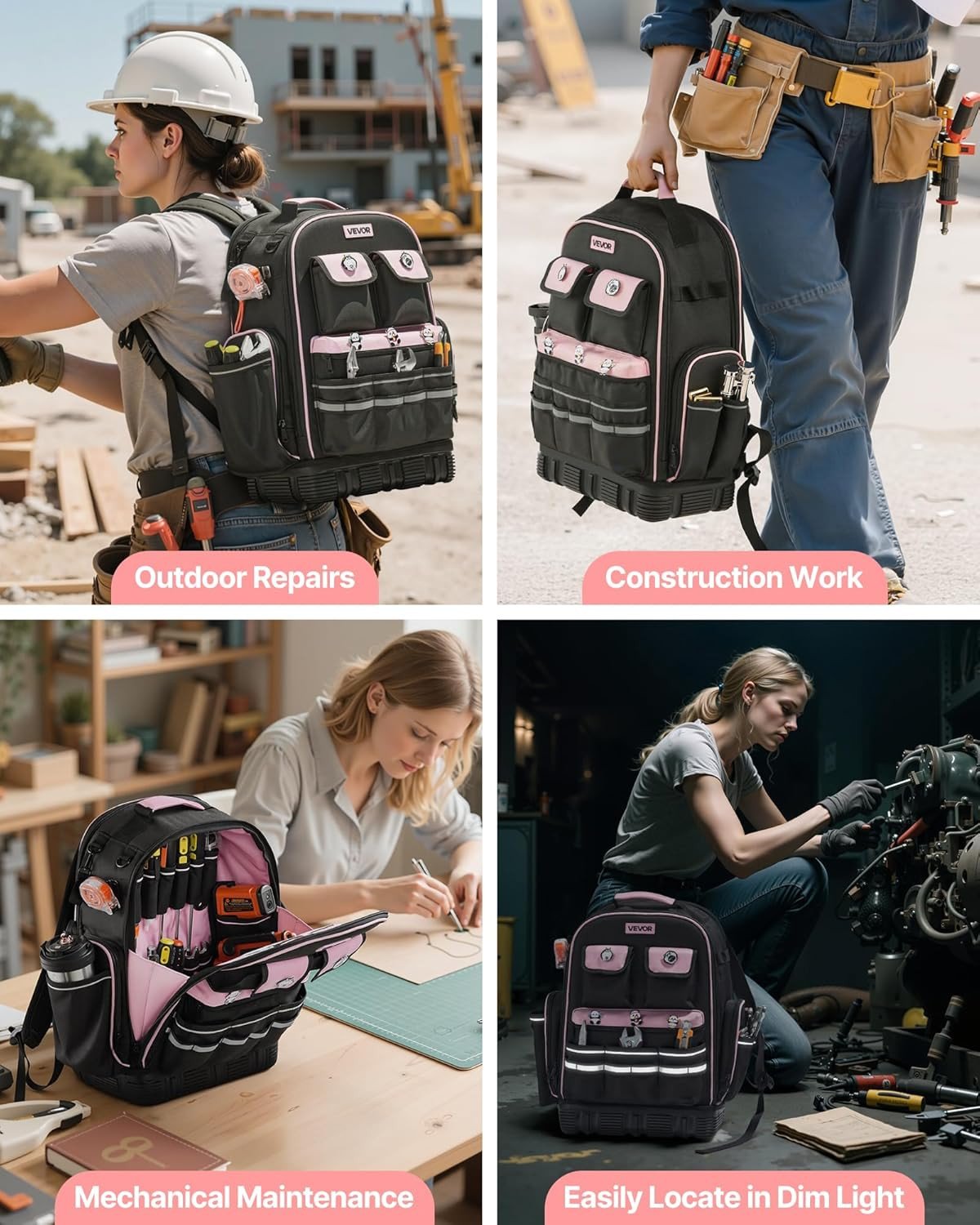 Pro-Grade Tool Backpack with 56 Pockets & Laptop Compartment