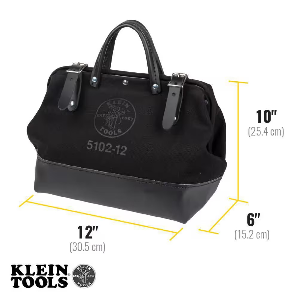 12 In. Tool Bag, Black Canvas