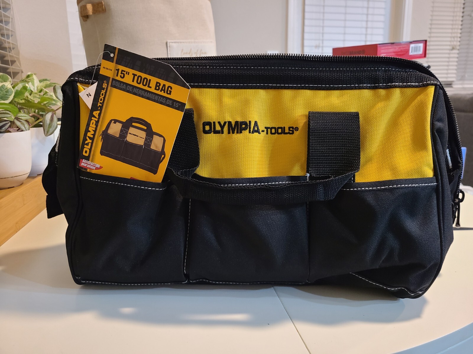 Olympia Tool Bag 15″ Heavy Duty Tools Bag Yellow W/ 8 Pockets Adjustable Strap