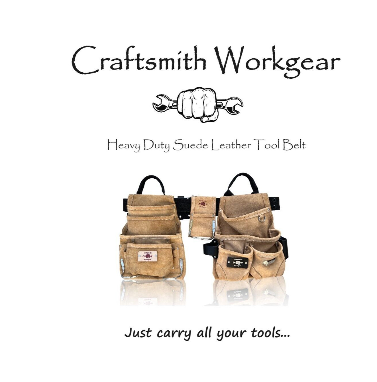 Heavy Duty Suede Tool Rig Belt Tan | Framer | Roofer | Carpenter Tool Belt