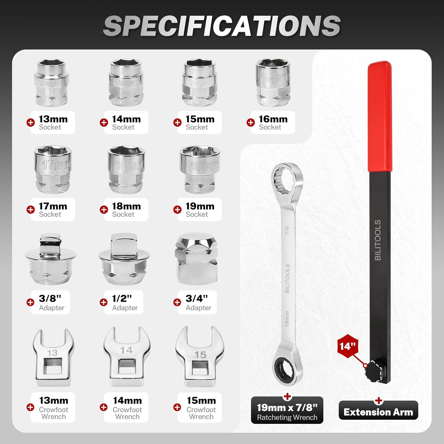 BILITOOLS 15-Piece Universal Serpentine Belt Tool Set,Belt Tensioner Tool Kit wi