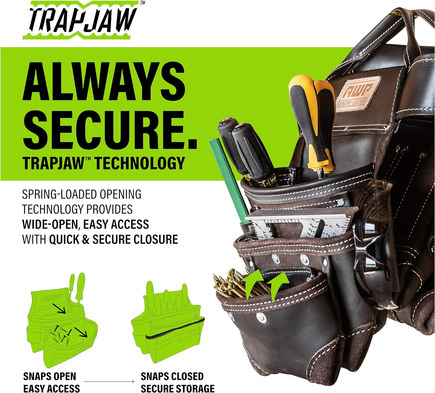 AWP Tool Belt Tool Rig, Durable Premium Utility Belt Organizer for Men & Women,