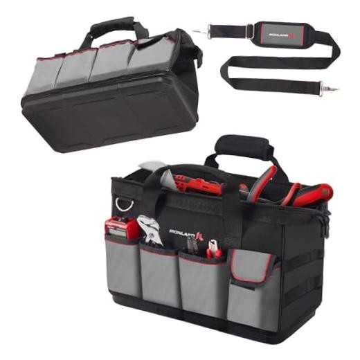 16.5 Inch Hard & Sturdy Bottom Tool Bag Organizer for Men, 16.5 inch Black