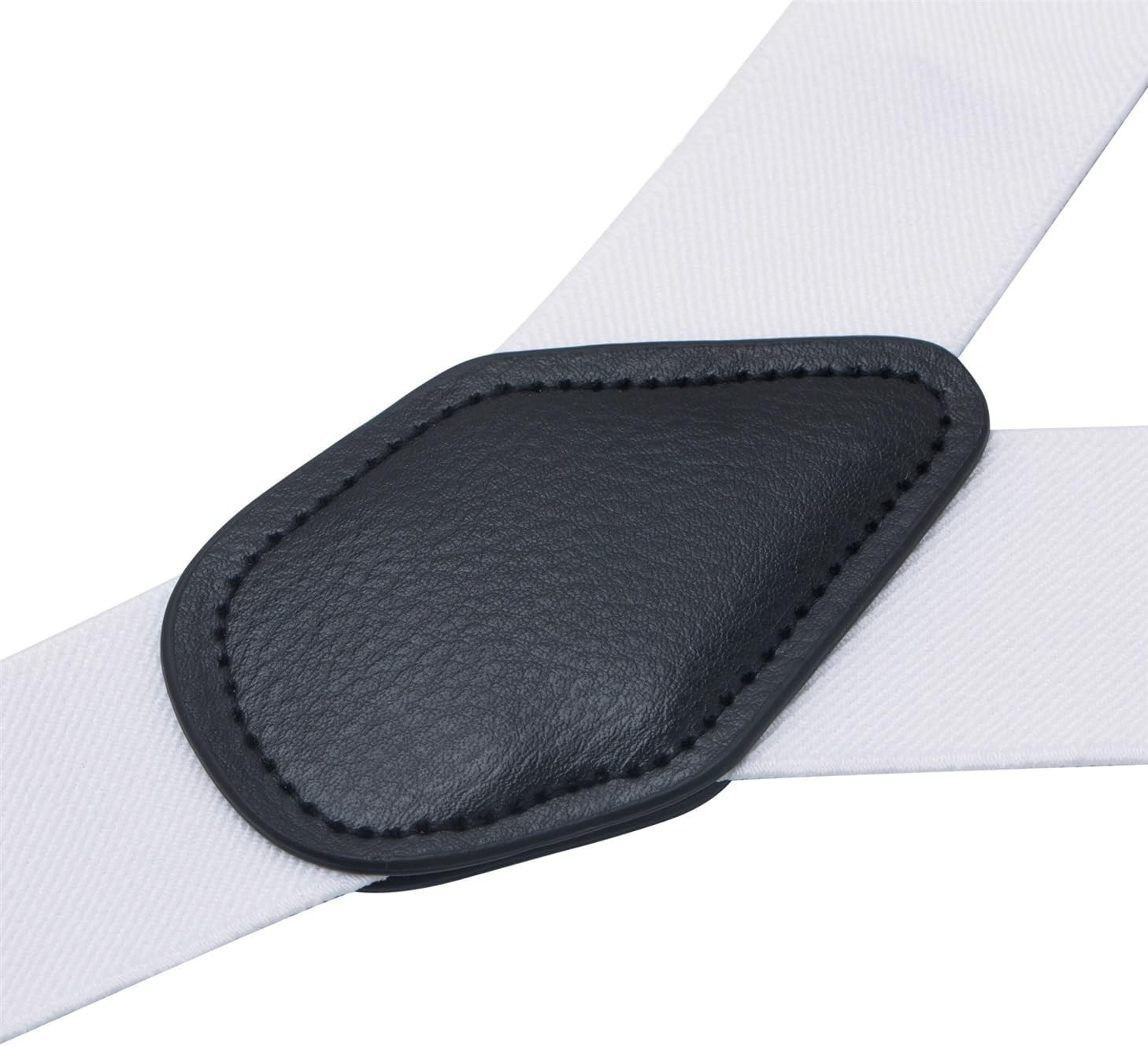 Buyless Fashion Butten End Suspenders for Men – 48″ Adjustable Straps 1 White