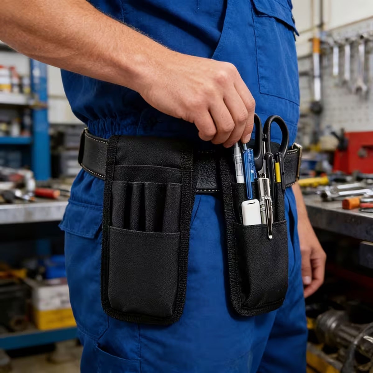 2x Electrician Waist Pocket Belt Tool Pouch Bag, Hardware Toolkit Work Organizer