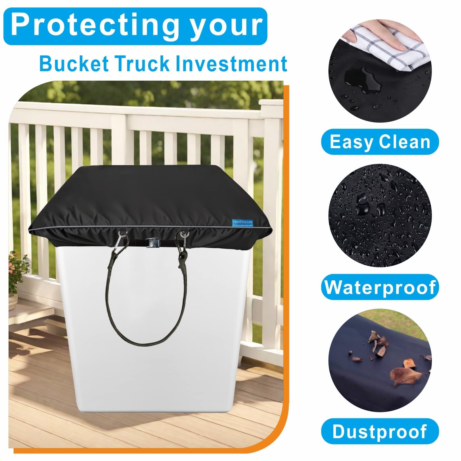 Bucket Truck Cover – Double Layer Oxford Cloth, Fits 1 Man Vinyl Bucket, 28 x 34