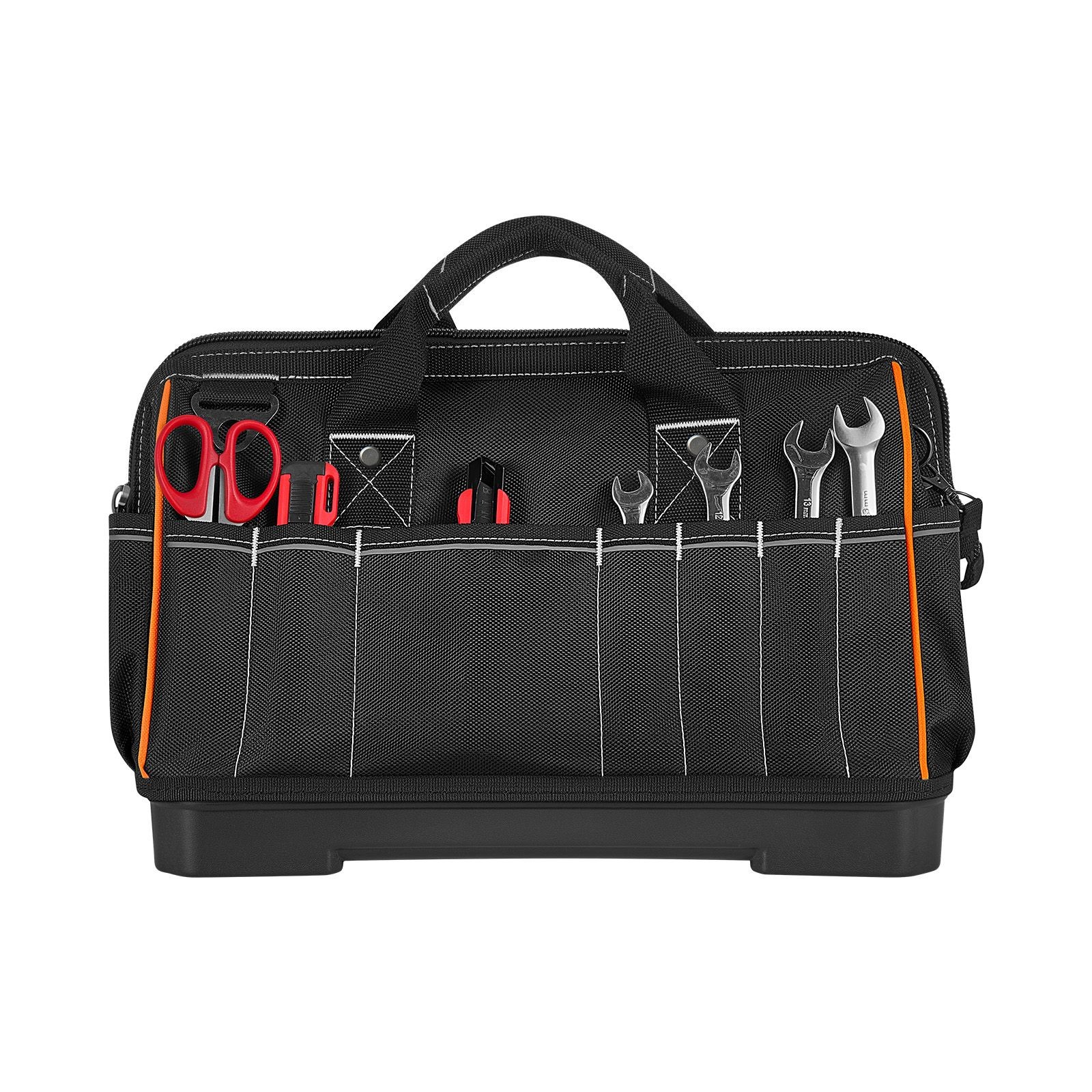 16in Heavy Duty Tool Bag 33 Pockets 50lb Capacity Waterproof Base