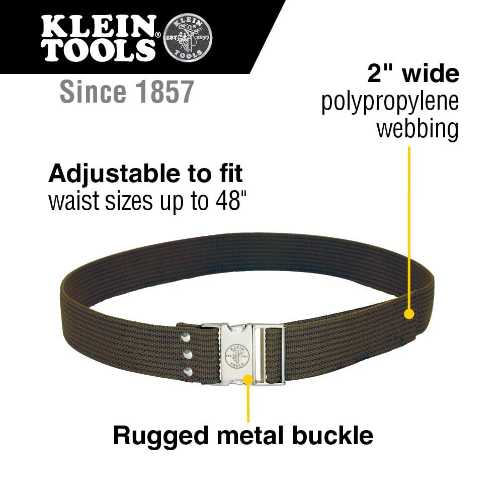 Klein Tools Adjustable Tool Belt Fits Waist Up to 48 Inches Brown Webbing