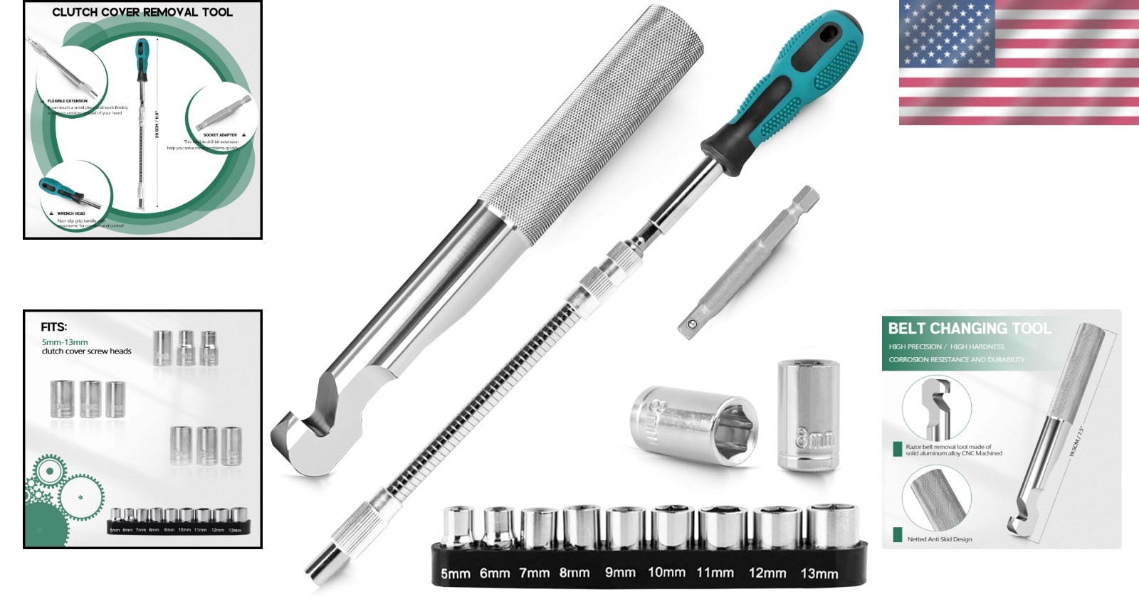 Ergonomic Belt Changing and Clutch Tool Set for Polaris RZR & Sportsman Models