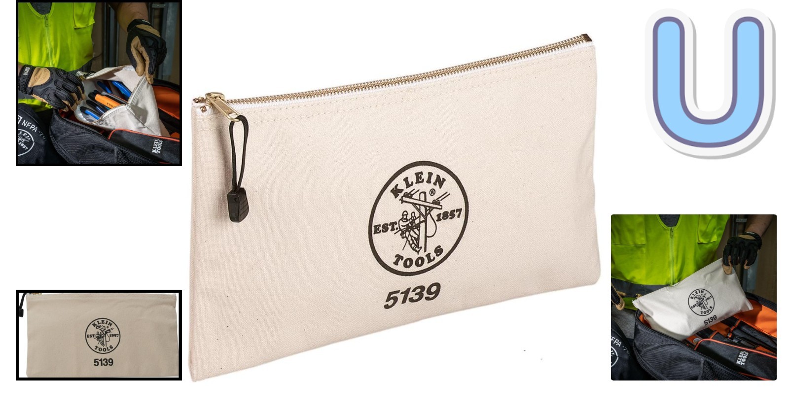 Durable Klein Canvas Zipper Bag 12.5″ x 4.25″ – Perfect for Tools & Accessories