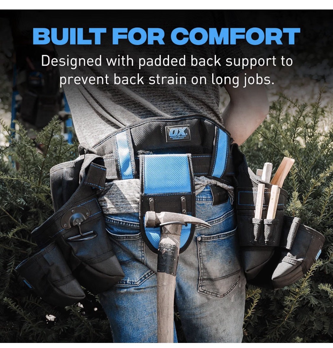 OX tools Construction Tool Belt – 17-Pocket 1680D Nylon Tool Belt Padded NEW