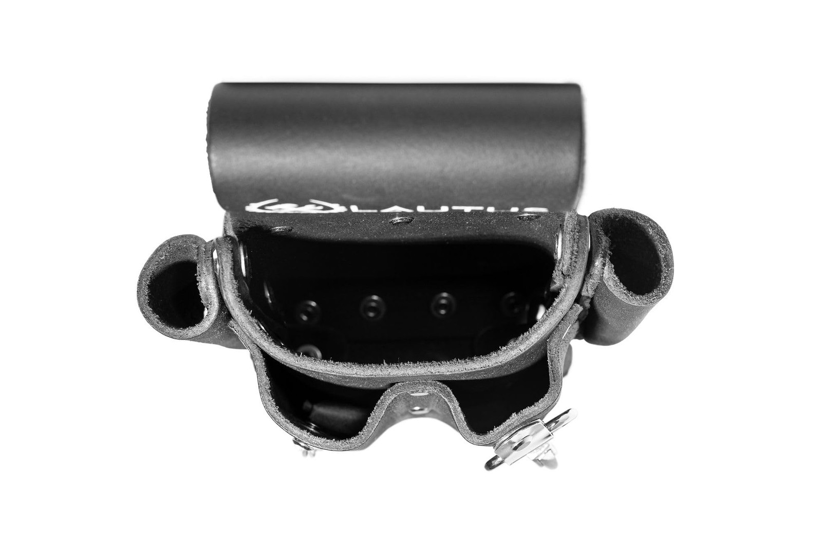 Electrician Full Top Grain Leather Tool Pouch 5 Pocket Tape Chain Clip Black