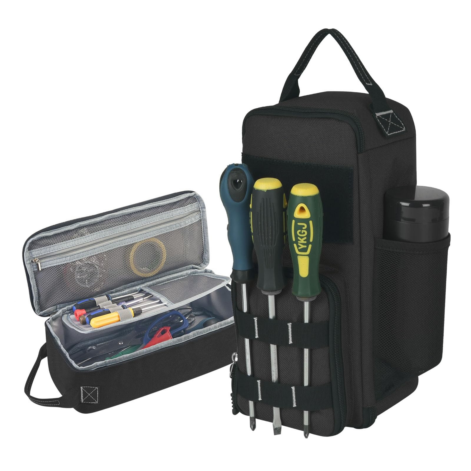 12.6 Inch Small Tool Bag Pouch Men Multiple Pockets Waterproof Zipper Black