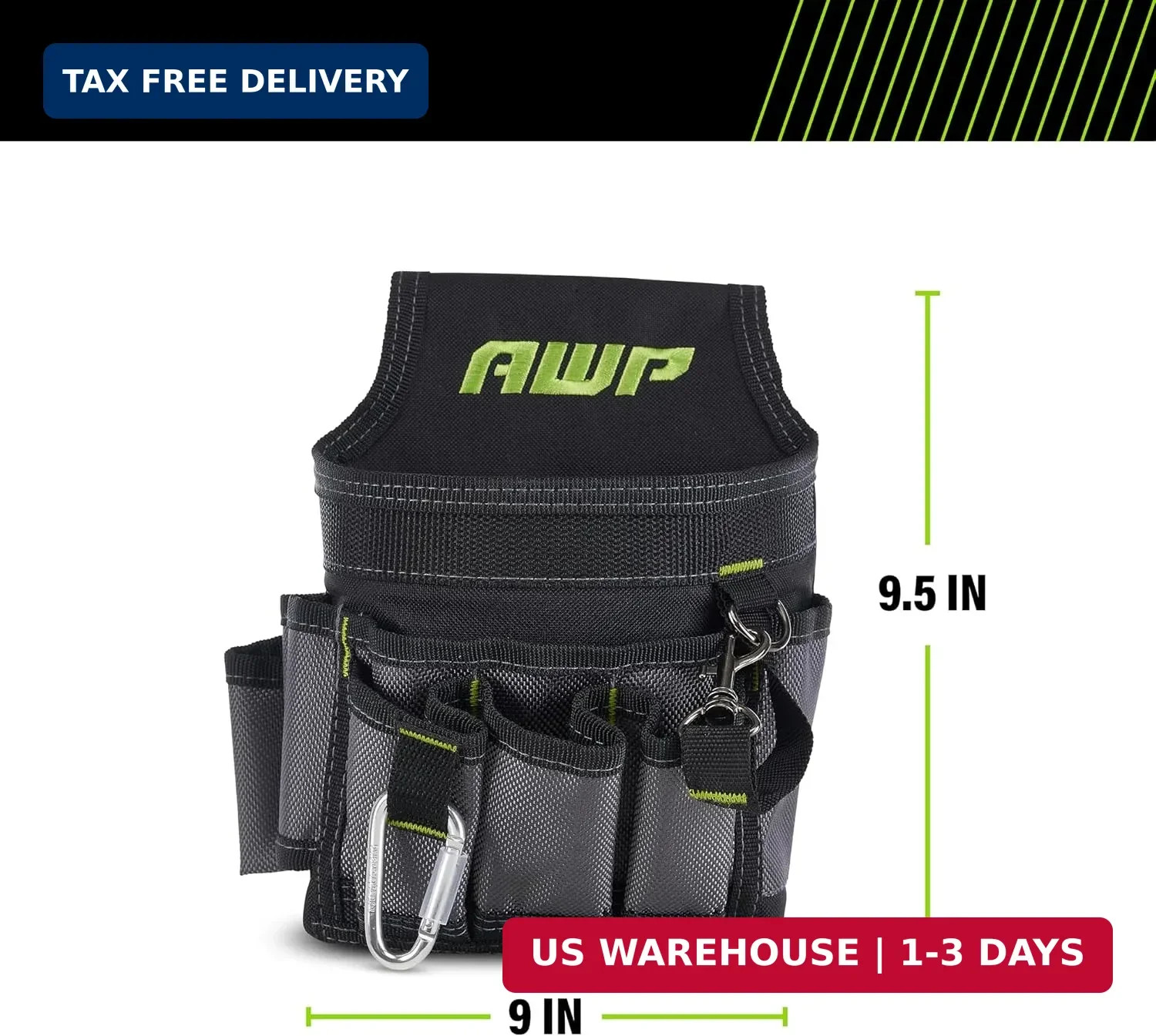 AWP Ballistic Nylon Mini Tool Pouch Multi-Pocket Organizer for Electricians, Pro