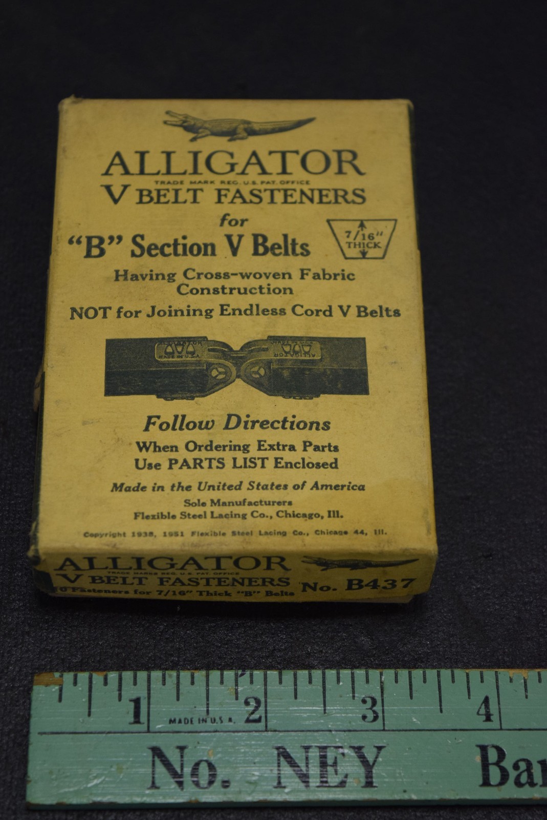NOS Alligator No. B-437 “B” Section V Belt Fasteners-Sealed pack of 10 ORIGINAL