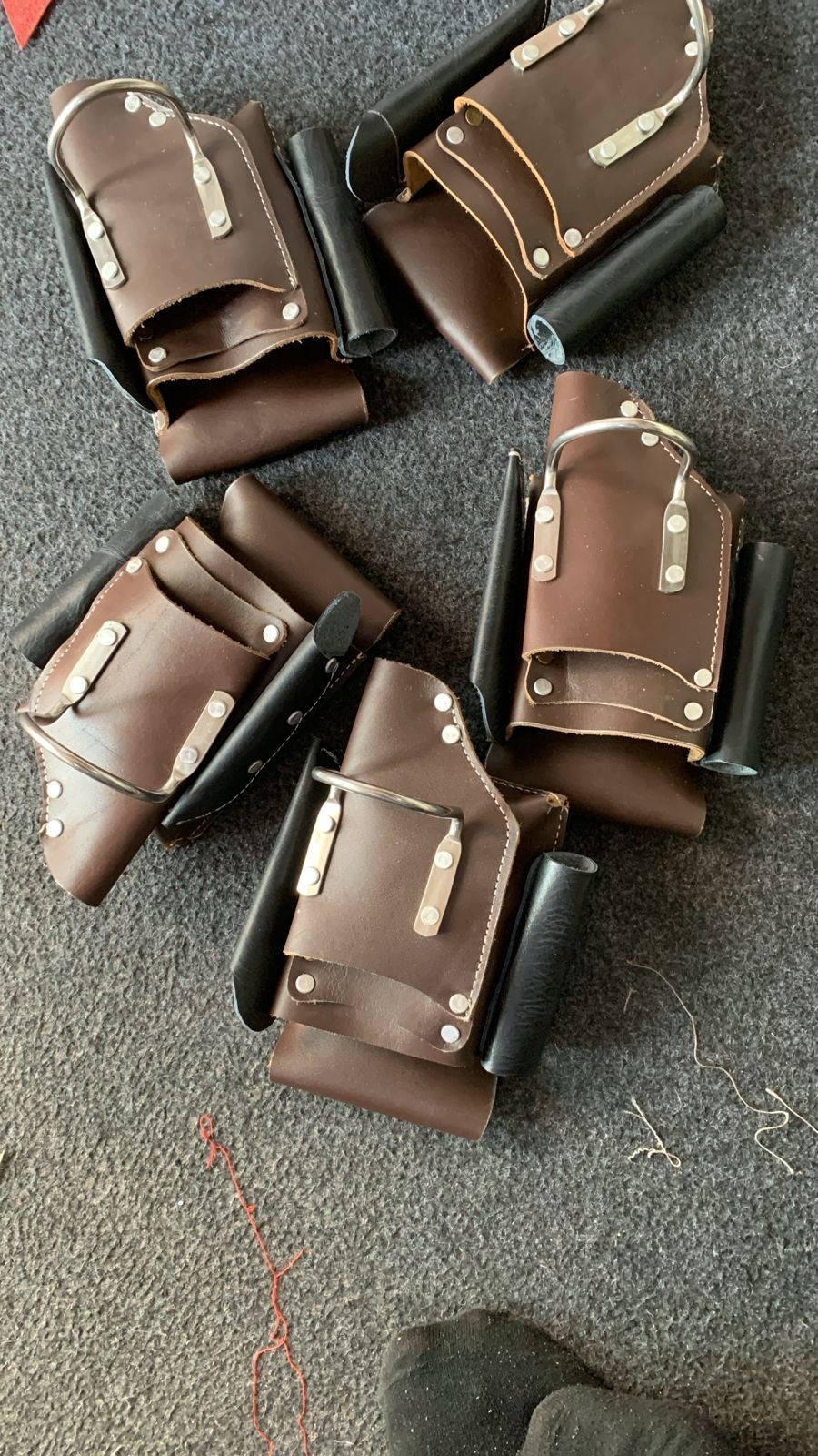 Leather Tool Holder 5-in-1 Holster – Electrician & Carpenter Belt Pouch
