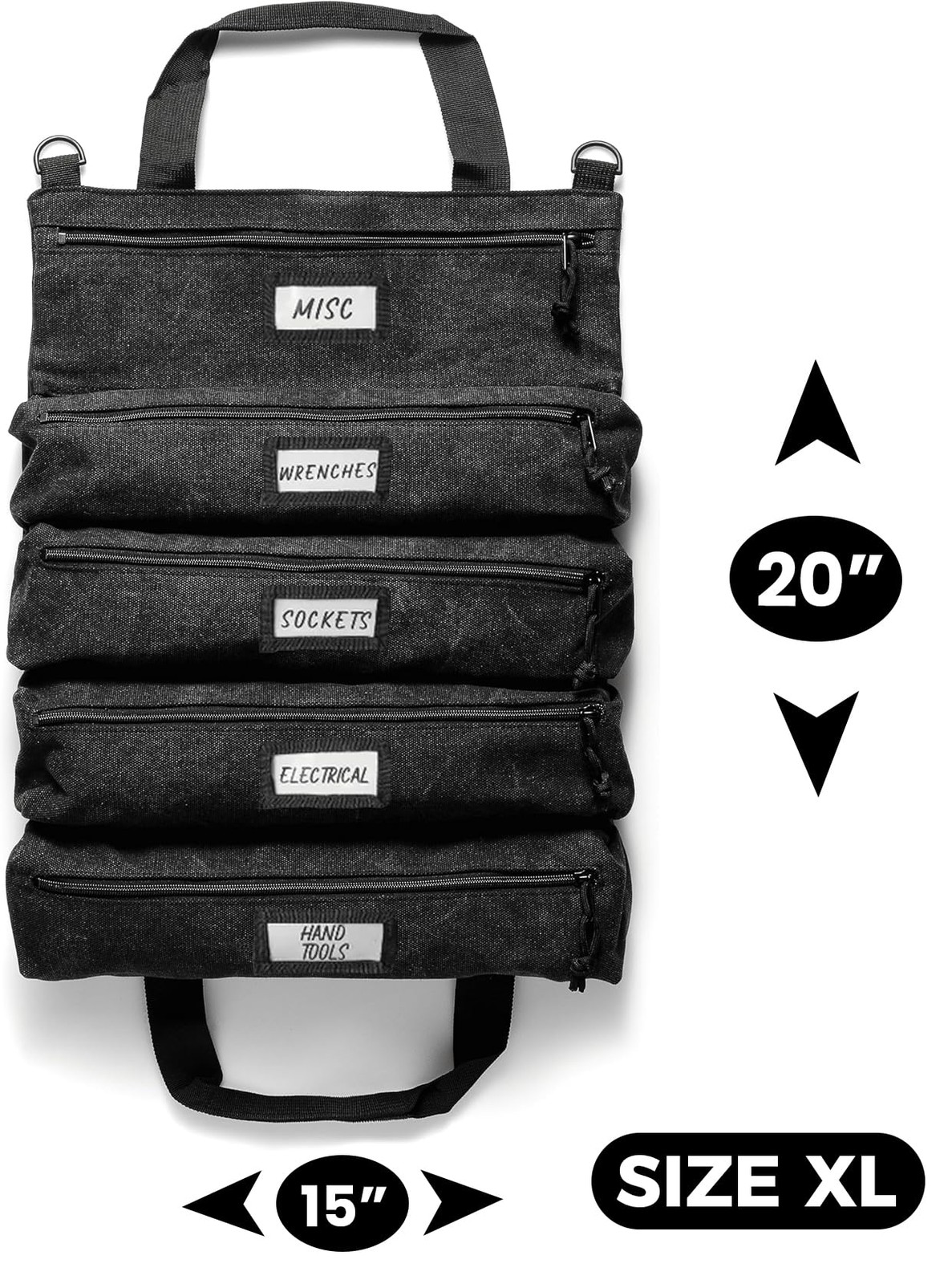 Official Voyager Tool Roll Bag – – Extra Large (20 x 15 in), Black