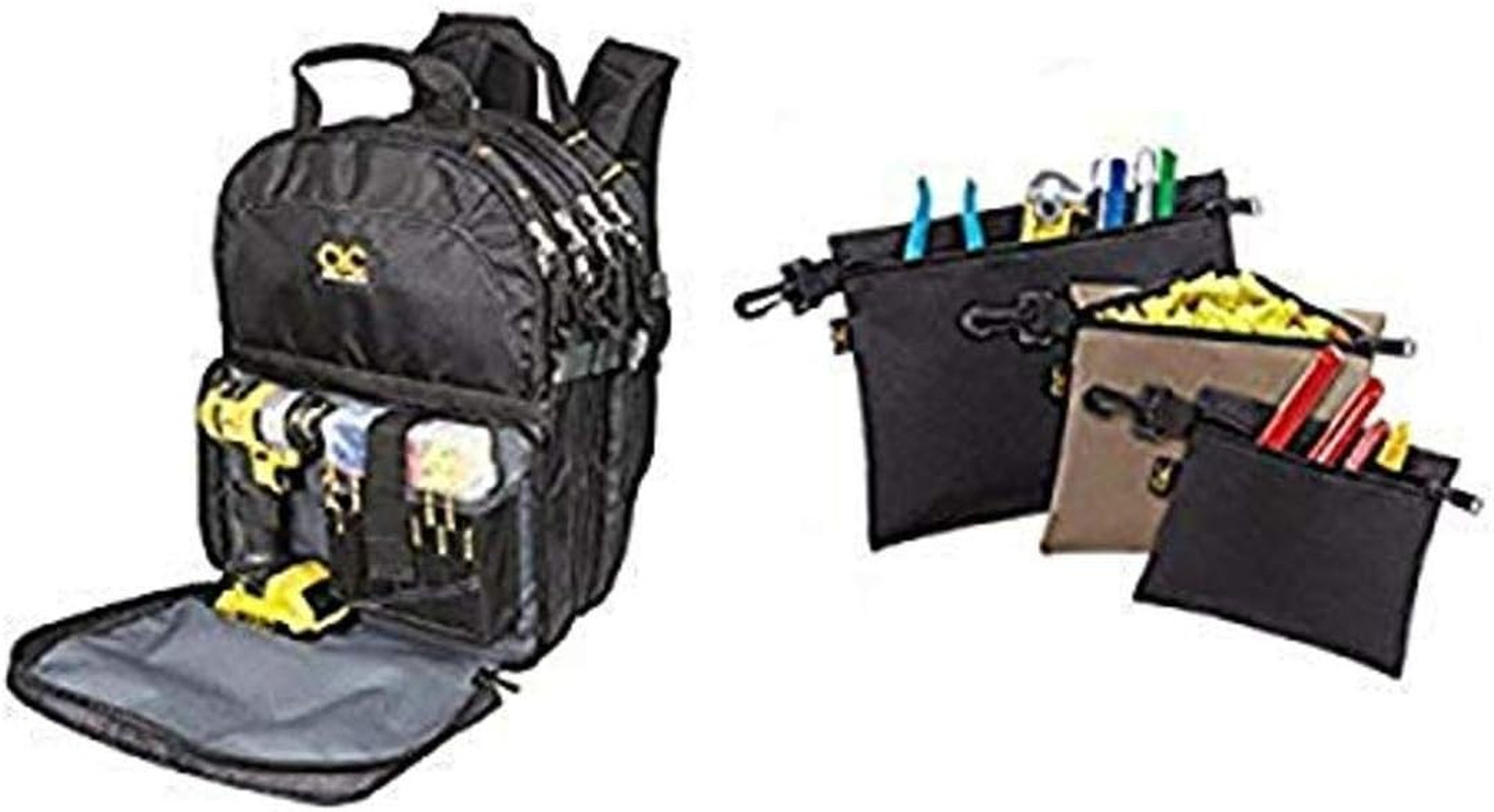 1132 75-Pocket Tool Backpack with Multi-Purpose Clip-On Zippered Poly Bags