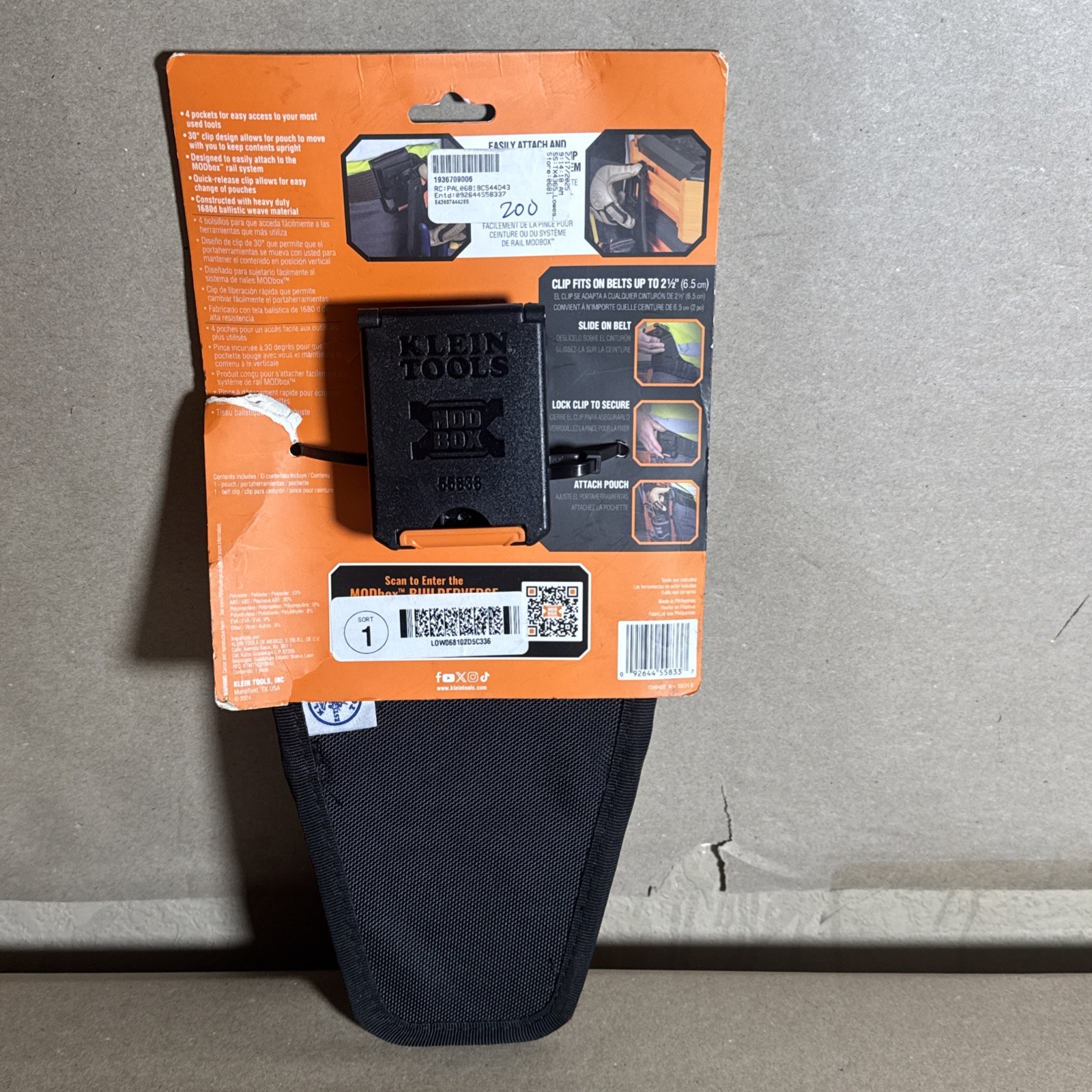 Klein Tools 55833Mb Pouch, Tool Pouch, Modbox, Open, Black/Gray/Orange,