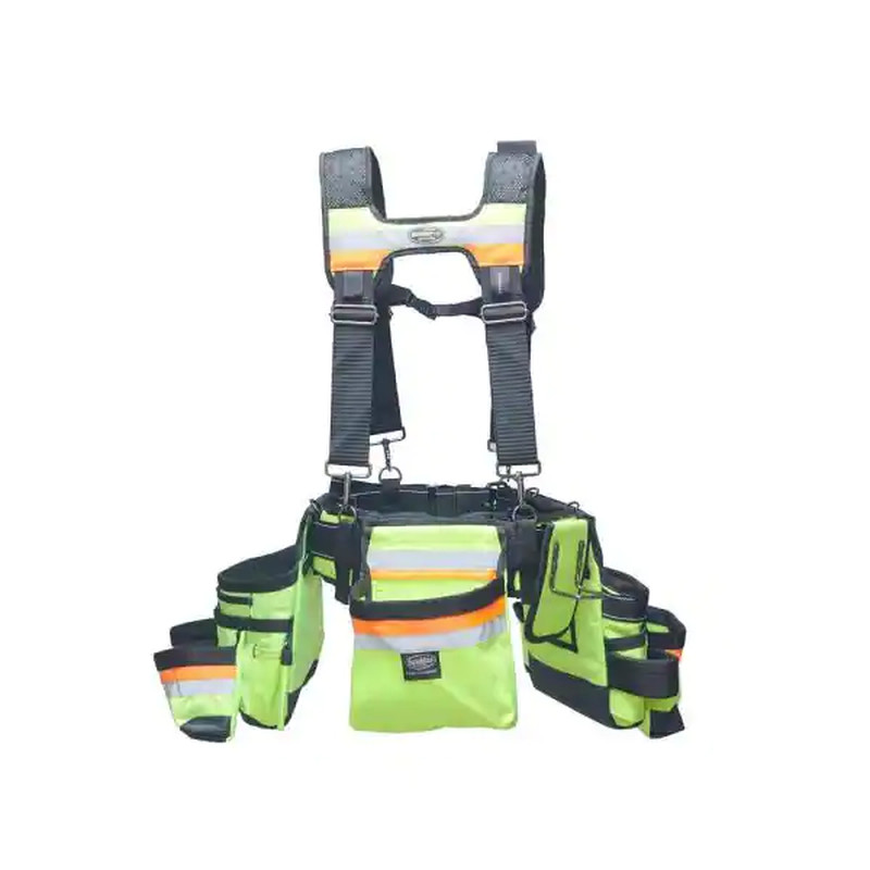 Suspension Rig 29-Pockets, 3-Bag Framer’s Tool Belt Hi-Visibility w/ Suspenders