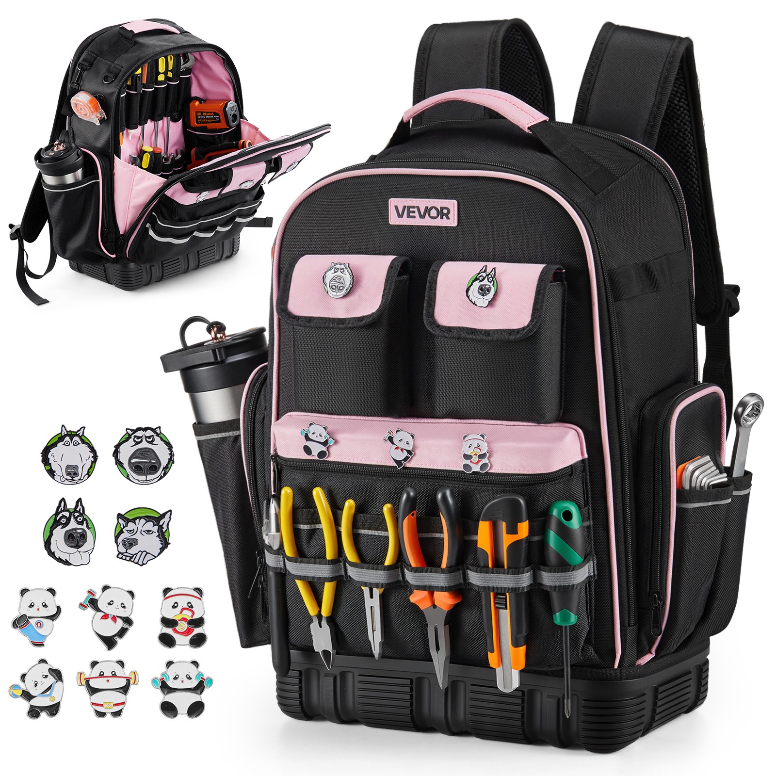 VEVOR Tool Backpack 56 Pockets Tear-resistant Jobsite Backpack for Electrician