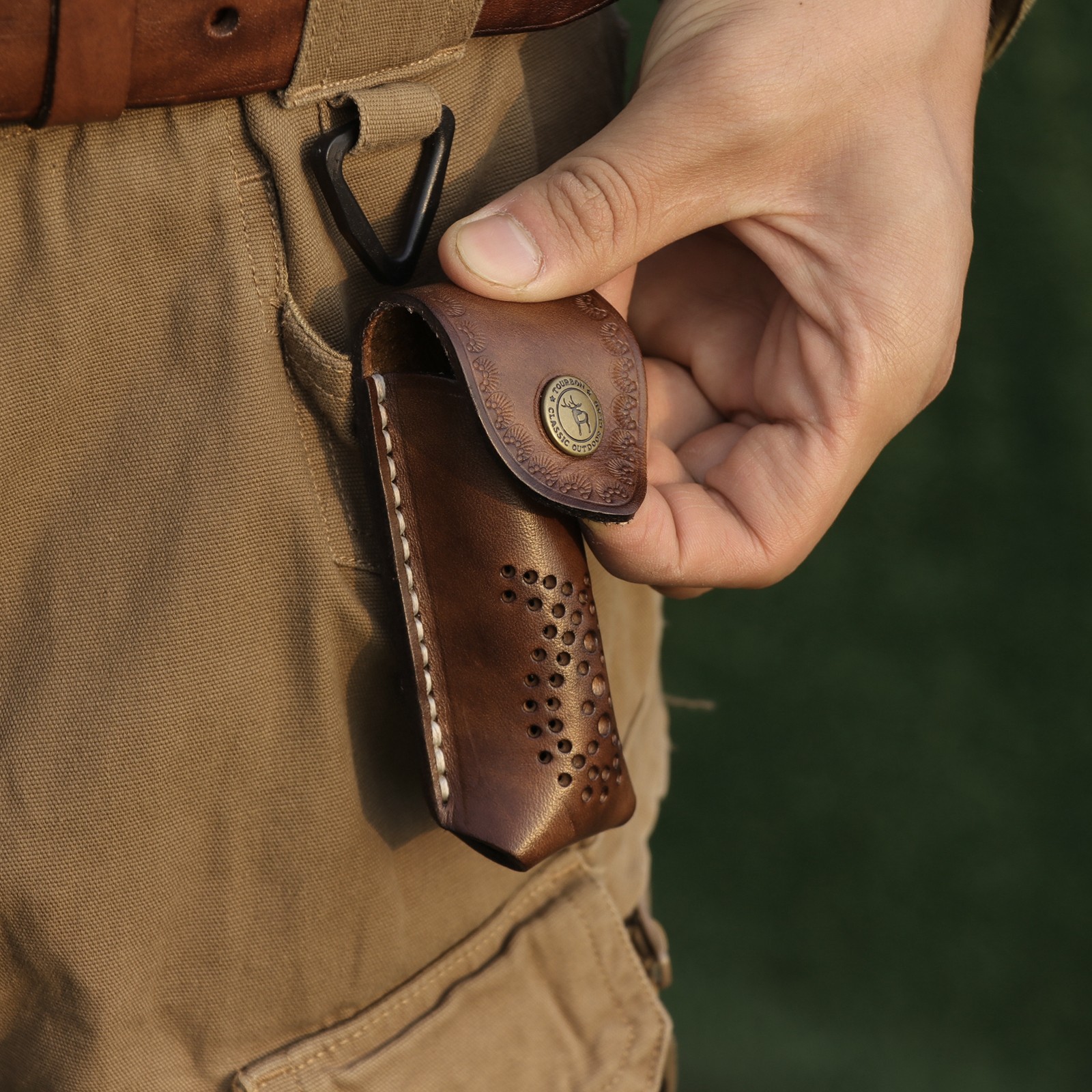 Leather Pocket Knife Sheath For Trapper Folding Blade Knives Case Belt Pouch