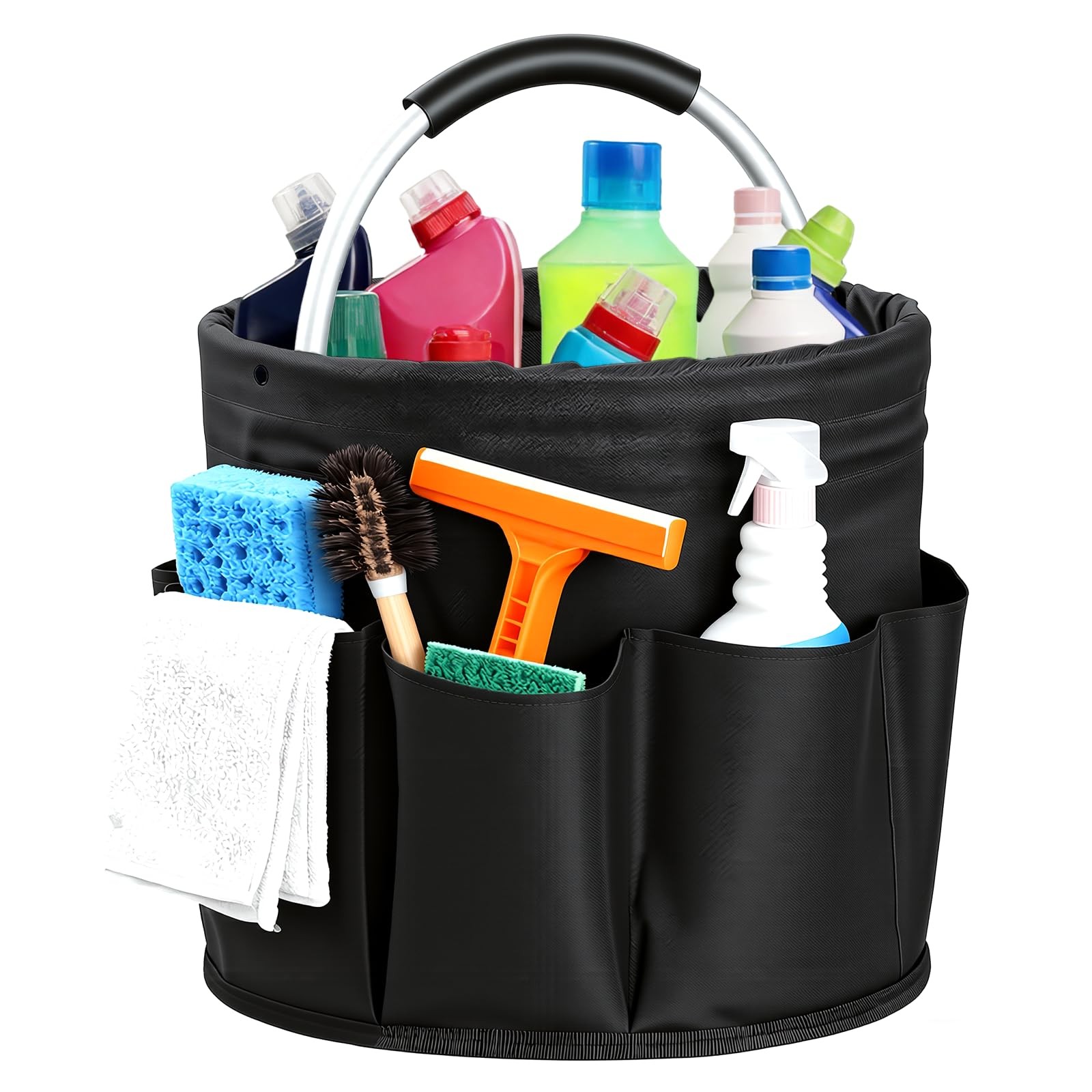 Cleaning Caddy with Handle, Cleaning Products Organizer, Foldable Storage Basket