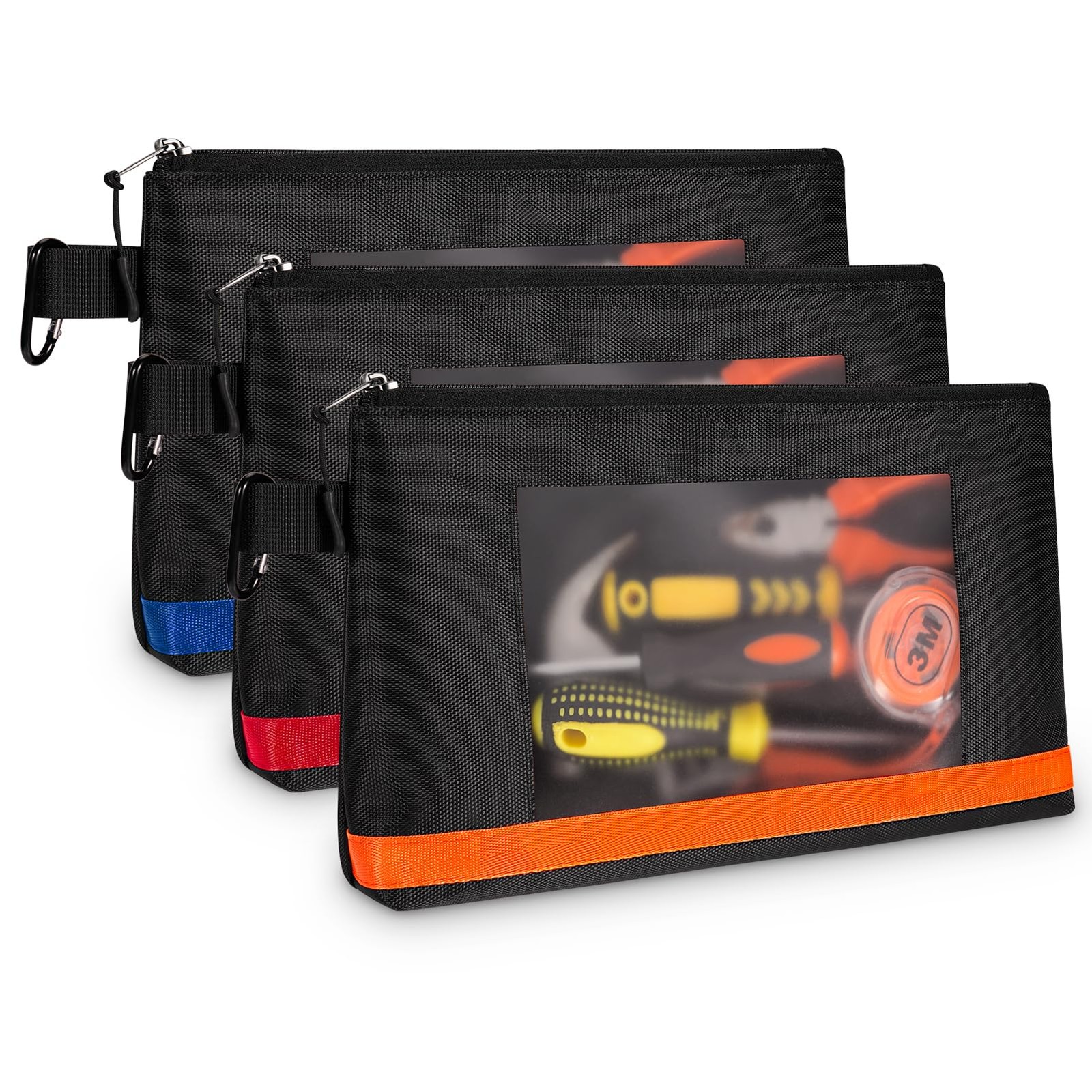 13″ Tool Pouches with Zipper, Heavy Duty Small Tool Bag with Visible Window, …