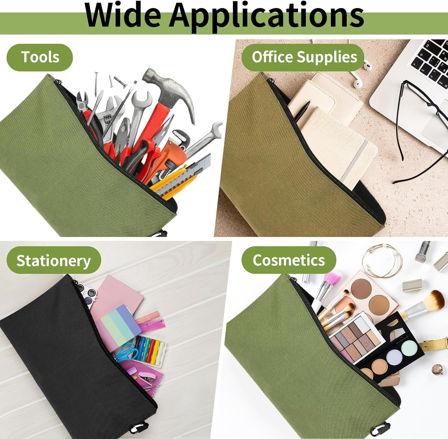 3 Pack Tool Bag Zipper Pouch, Premium Tool Pouch, Utility Multipurpose Storage O