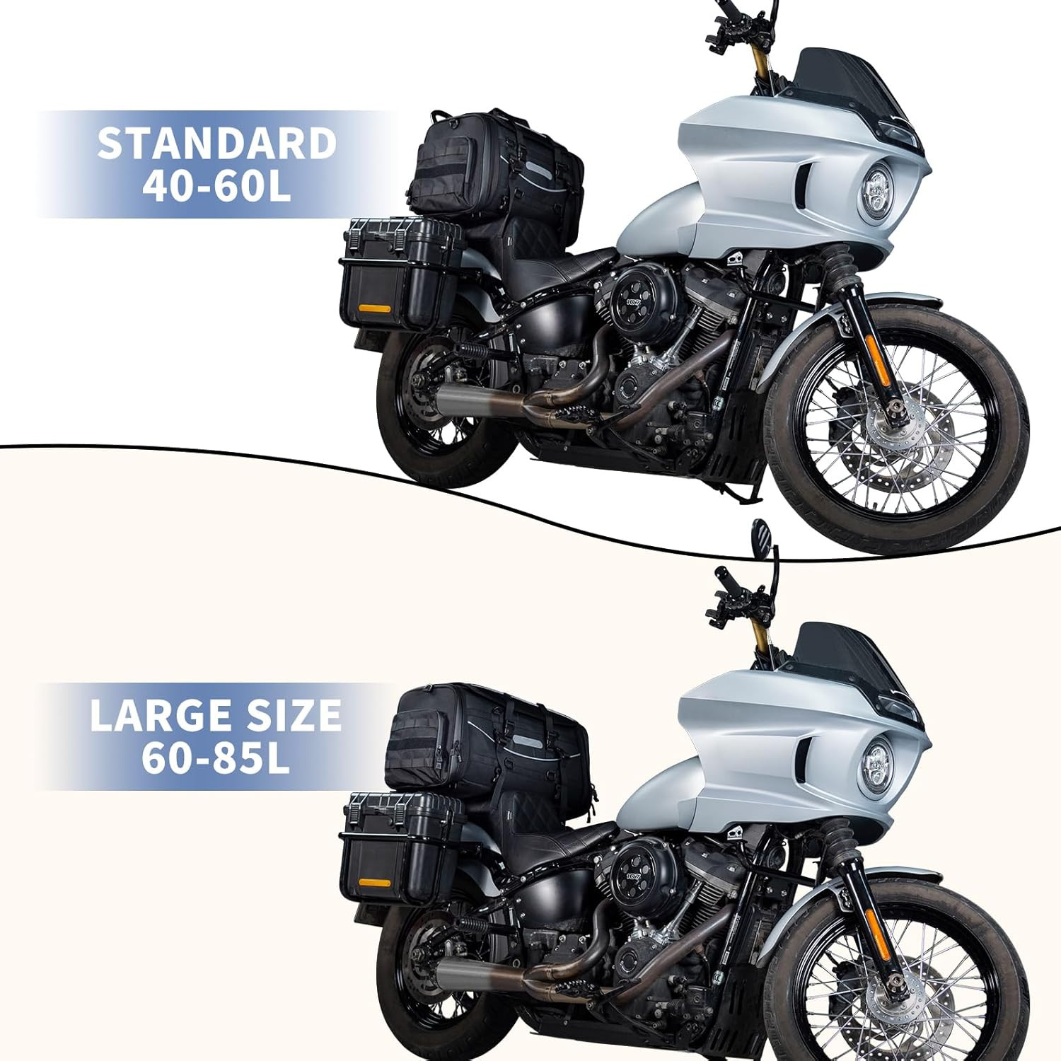 Universal Motorcycle Travel Luggage, Expandable Tail Bag 40-60L(10-15 Gallon), A