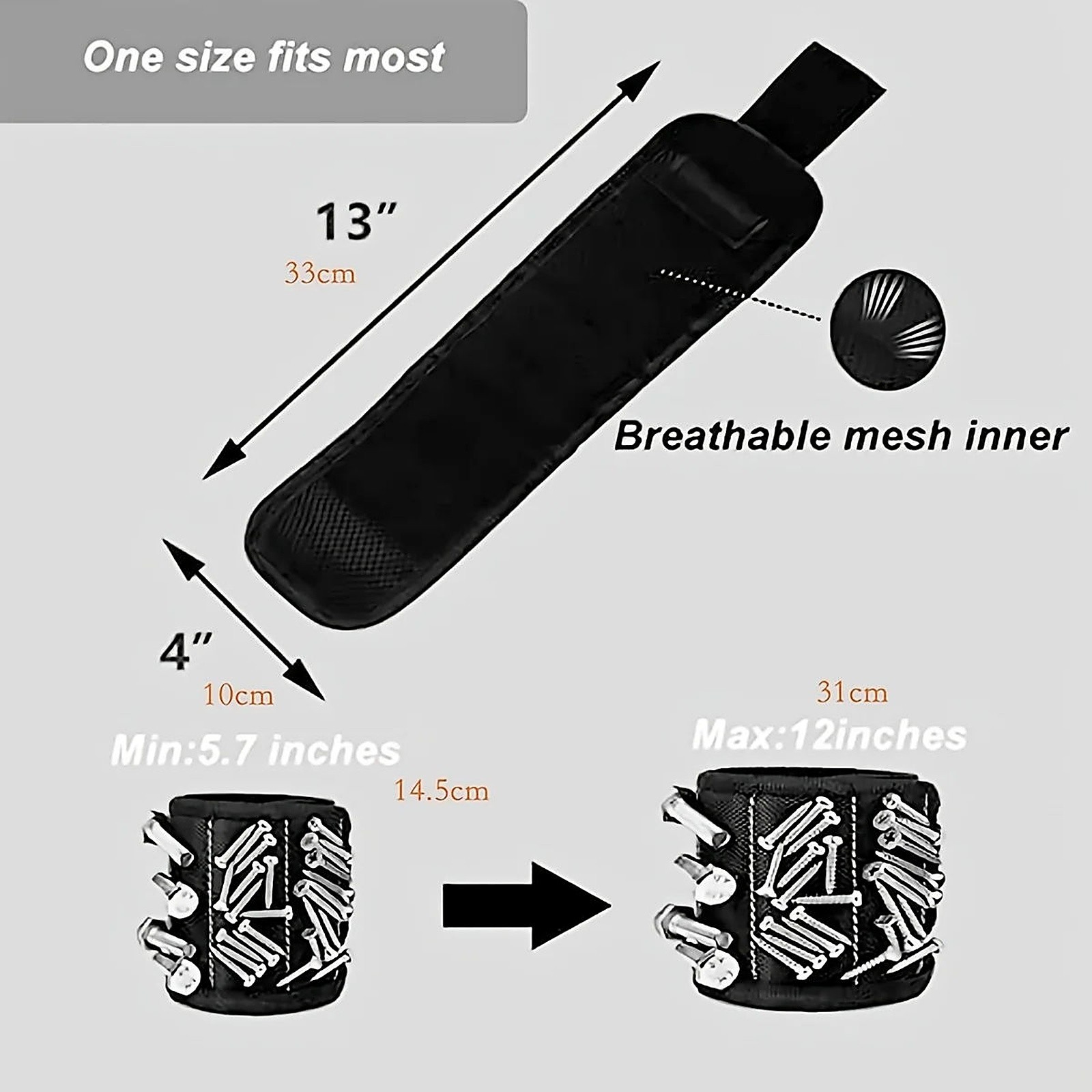 Powerful Magnetic Wristband Tool Holder Screws Nails Drill Bits Gift for Men DIY