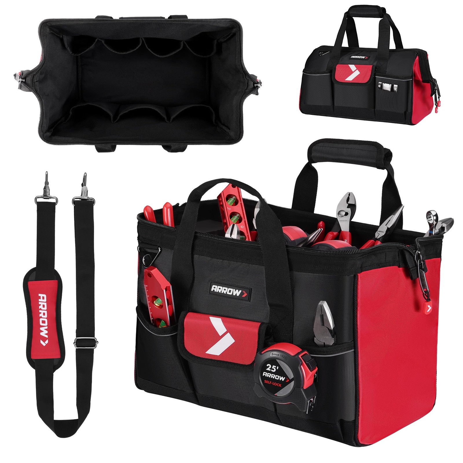 16in Tool Bag Organizer with Wide Open Mouth 13 Pockets Heavy Duty ARROW