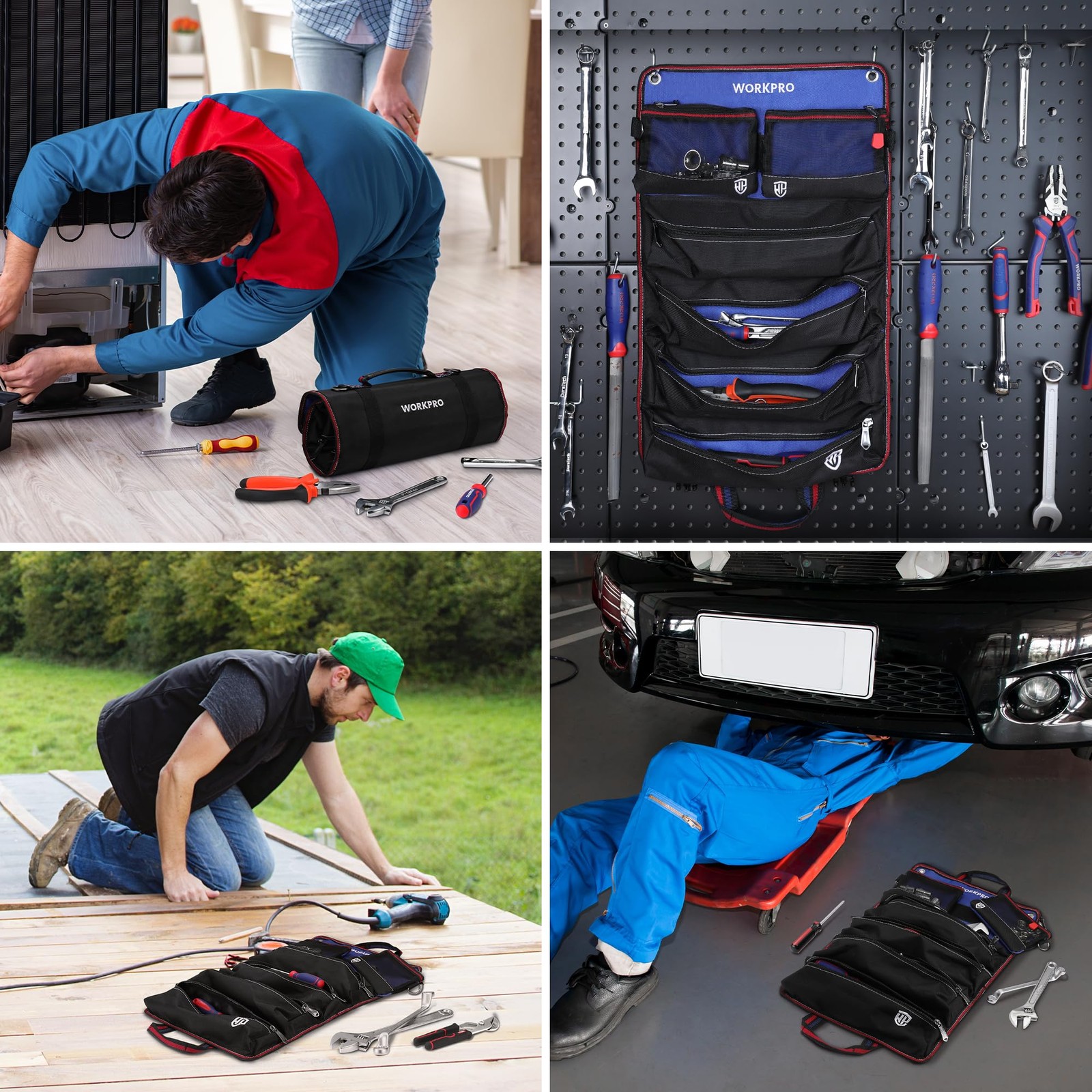 WORKPRO Roll Up Tool Bag, Bag with 22 inches x 14 inches, Black